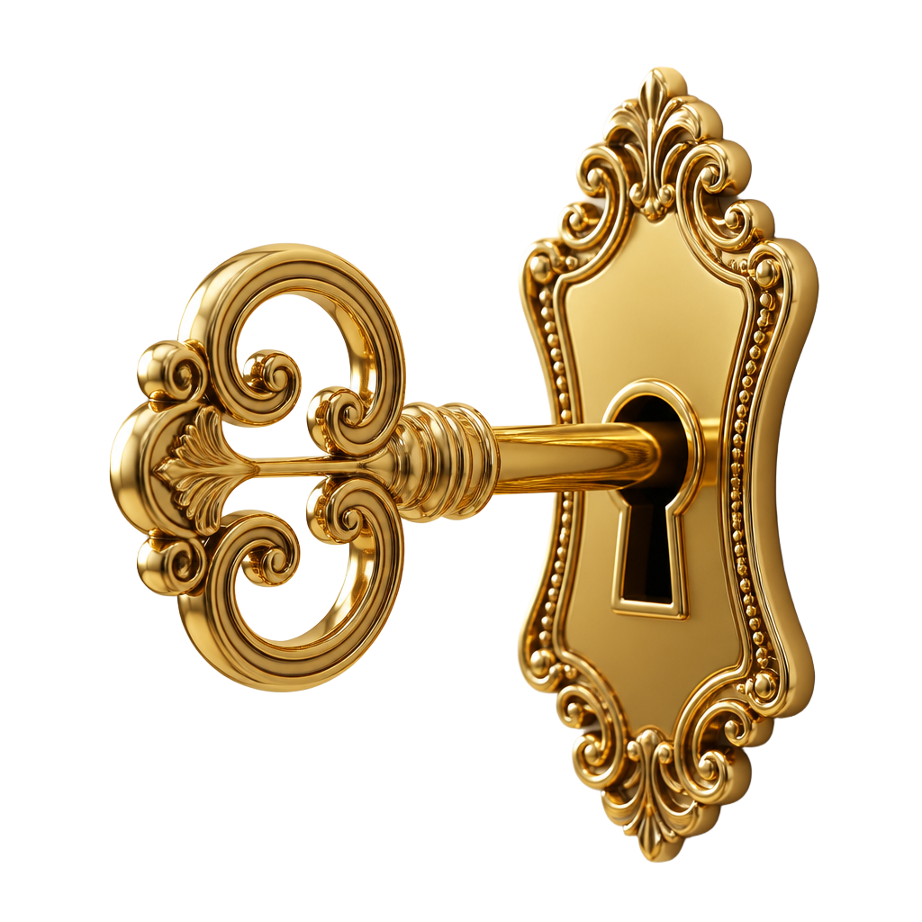 Ornate golden key unlocking new career opportunities